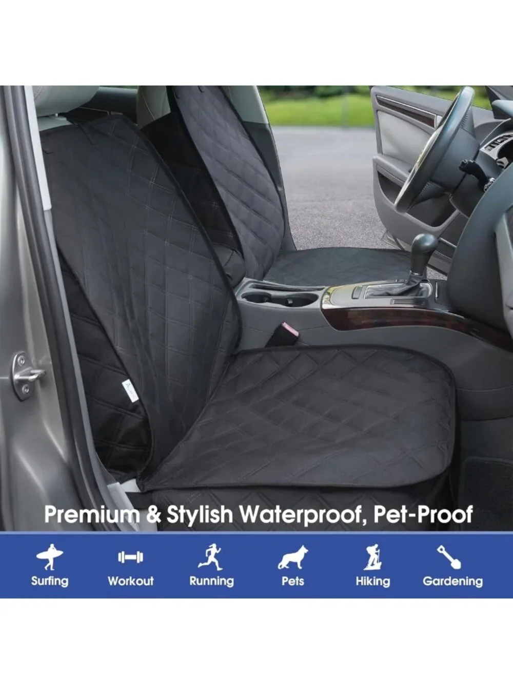 Heavy Duty Waterproof Dog Front Seat Cover with Side Flaps, Fits Cars & SUVs